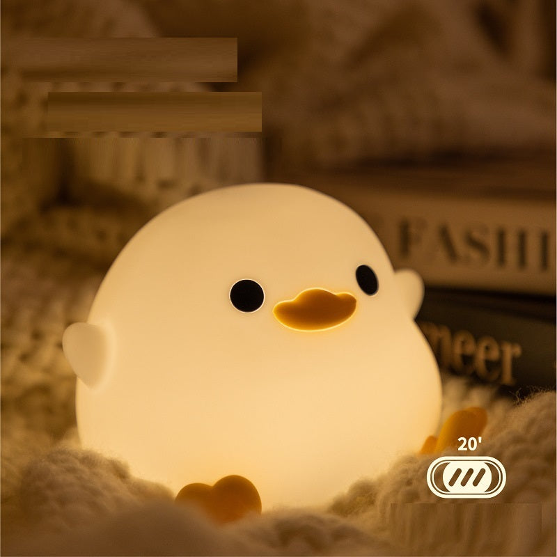 Doudou Duck Silicone Night Light - USB Rechargeable Bedside Alarm Lamp for a Cozy Bedroom Ambiance