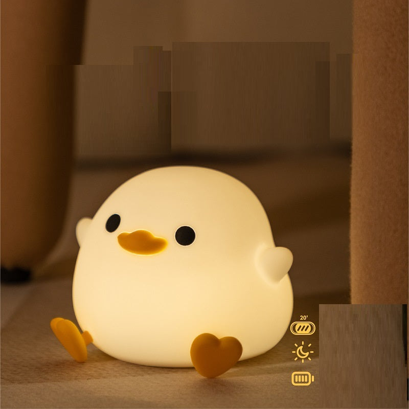Doudou Duck Silicone Night Light - USB Rechargeable Bedside Alarm Lamp for a Cozy Bedroom Ambiance
