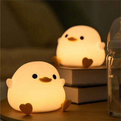 Doudou Duck Silicone Night Light - USB Rechargeable Bedside Alarm Lamp for a Cozy Bedroom Ambiance