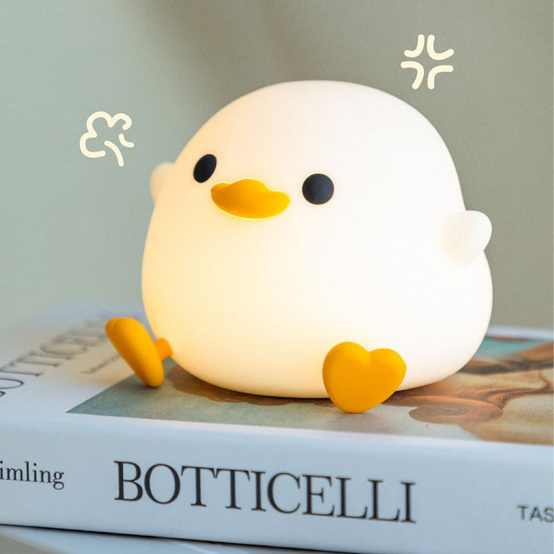 Doudou Duck Silicone Night Light - USB Rechargeable Bedside Alarm Lamp for a Cozy Bedroom Ambiance